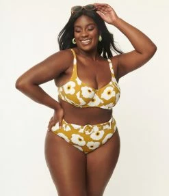 Kingdom & State Plus Size Olive & White Poppy Swim Bottoms Swimwear