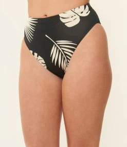 Kingdom & State Black & Cream Tropical Leaf Swim Bottoms Swimwear