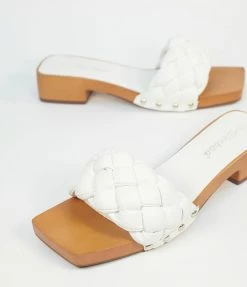 Weeboo International Swim Accessories White Woven Puff Strap Sandals