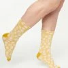 FAME Accessories Mustard & White Daisies Crew Socks