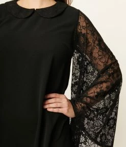 Smak Parlour Black & Lace Sleeve Mini Dress