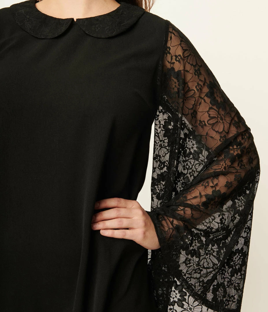Smak Parlour Black & Lace Sleeve Mini Dress