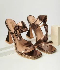 Mata Group Bronze Matte Wrap Spool Heels