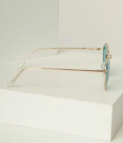 AJ Morgan Eyewear (B2B Wholesale) Swim Accessories Gold & Teal Round Sunglasses