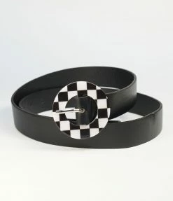 Anarchy Street 1960s Black & Checkered Buckle Slide Belt
