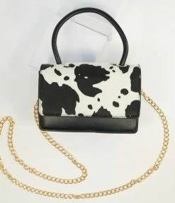 Anarchy Street Black & White Cow Print Leatherette Handbag Accessories