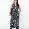 SHEEN Clothing Ltd Dresses Plus Size Black & Witching Hour Print Sleeveless Jumpsuit