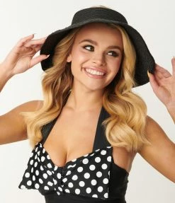 FAME Accessories Black Braided Straw Bow Visor