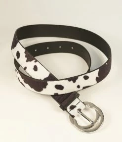 FAME Accessories Black & White Cow Print Belt