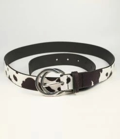 FAME Accessories Black & White Cow Print Belt