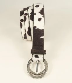 FAME Accessories Black & White Cow Print Belt
