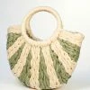 FAME Accessories Olive & White Braided Straw Handbag 1960s