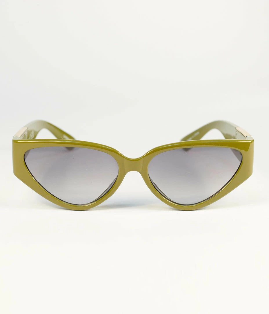 Lucent Product Inc. Olive Green Cat Eye Sunglasses 1960s