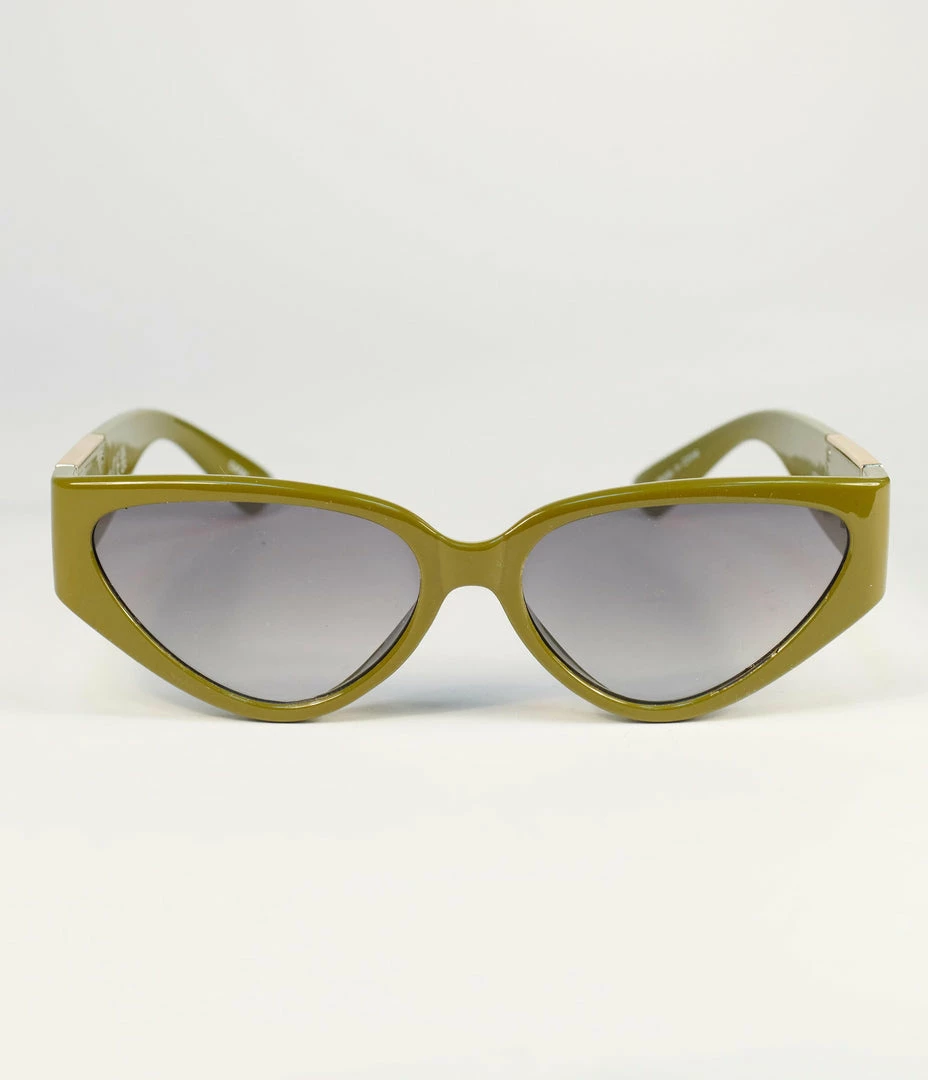 Lucent Product Inc. Olive Green Cat Eye Sunglasses 1960s