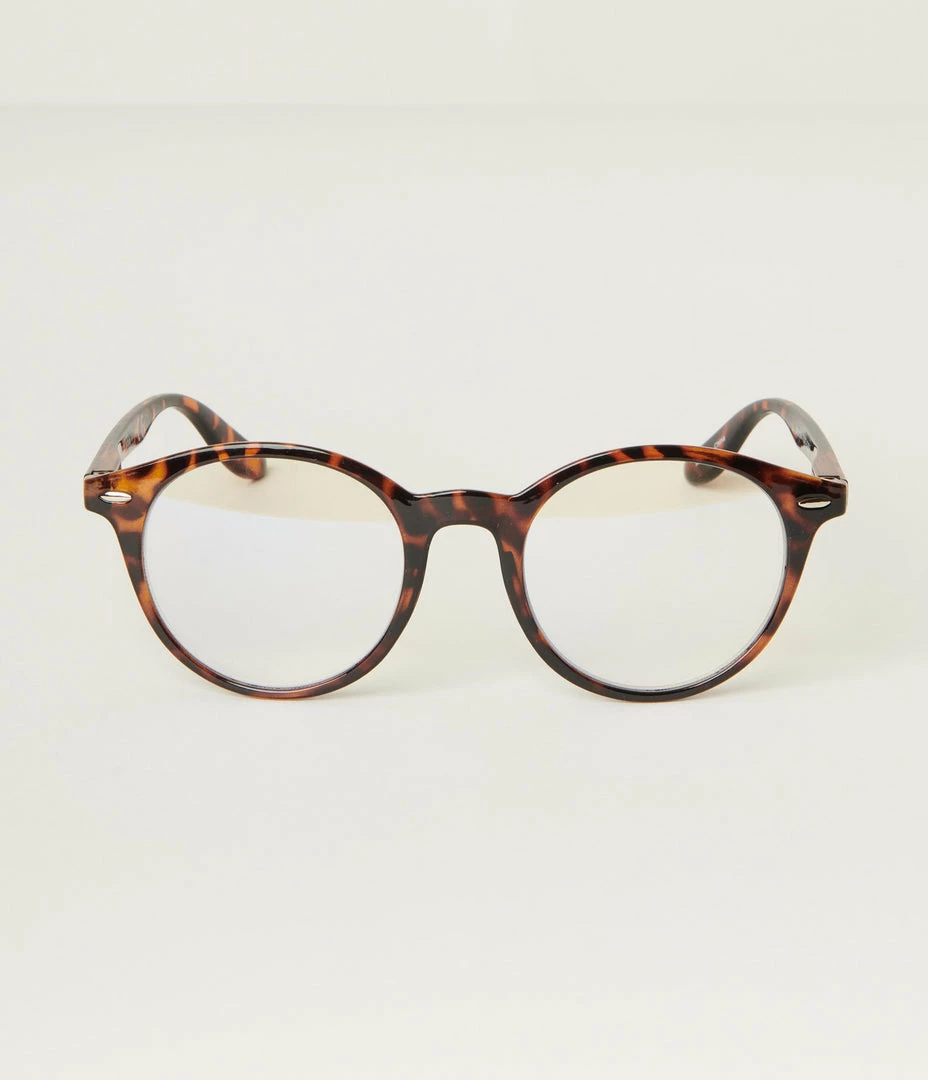 Lucent Product Inc. 1960s Brown Tortoise Round Blue Light Glasses