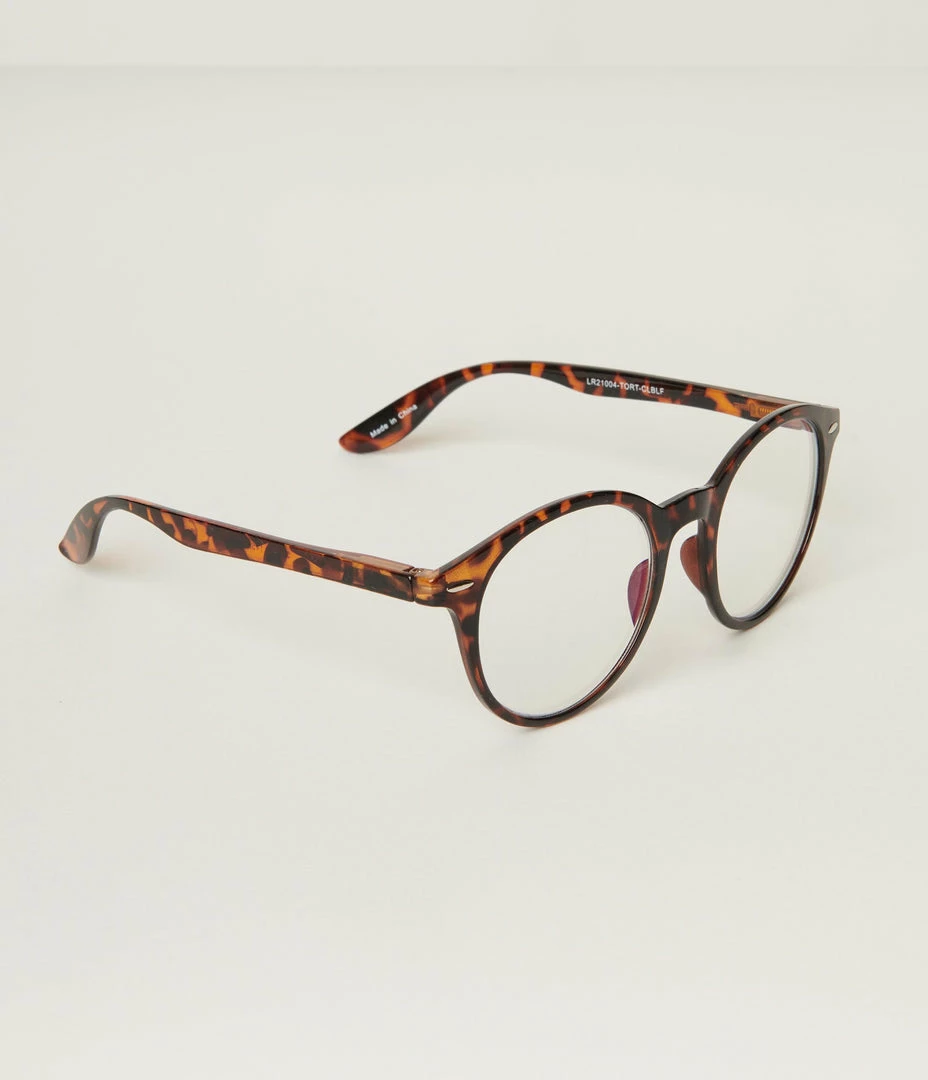 Lucent Product Inc. 1960s Brown Tortoise Round Blue Light Glasses