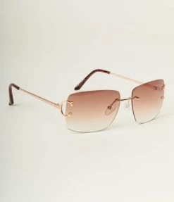 Lucent Product Inc. Brown Rectangle Rimless Sunglasses