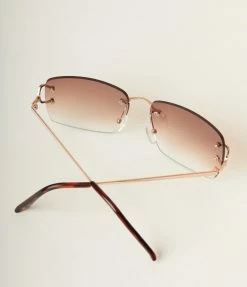 Lucent Product Inc. Brown Rectangle Rimless Sunglasses