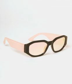 Lucent Product Inc. 1960s Black & Pink Geometric Oval Sunglasses