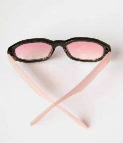 Lucent Product Inc. 1960s Black & Pink Geometric Oval Sunglasses