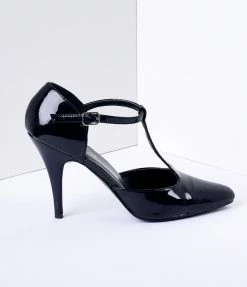 Pleaser 1920s Style Black T-Strap Heels