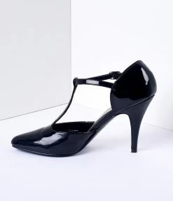 Pleaser 1920s Style Black T-Strap Heels