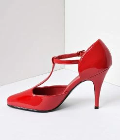 Pleaser 1920s Style Red T-Strap Heels