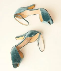 Demfon International (Chelsea Crew) Chelsea Crew Teal Blue Velvet Lola Pumps