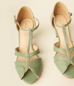 Demfon International (Chelsea Crew) Chelsea Crew Mint T-Strap Penelope Heels 1930s & 1940s