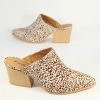 Qupid Cream & Brown Cheetah Suede Mule Heels 1970s