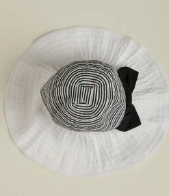 Too Too Hat 1950s White & Black Stripe Tiered Sun Hat