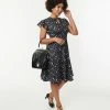 Silver Stop Inc. (Voodoo Vixen) Dresses Voodoo Vixen Black & Ivory Cats & Florals Flare Dress