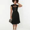 Silver Stop Inc. (Voodoo Vixen) Voodoo Vixen Black & White Vintage Accent Carol Swing Dress
