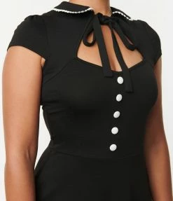 Silver Stop Inc. (Voodoo Vixen) Voodoo Vixen Black & White Vintage Accent Carol Swing Dress