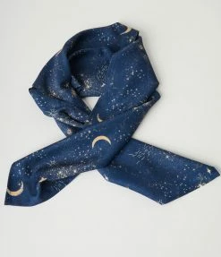 Unique Vintage Navy & Golden Galaxy Print Hair Scarf