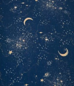 Unique Vintage Navy & Golden Galaxy Print Hair Scarf