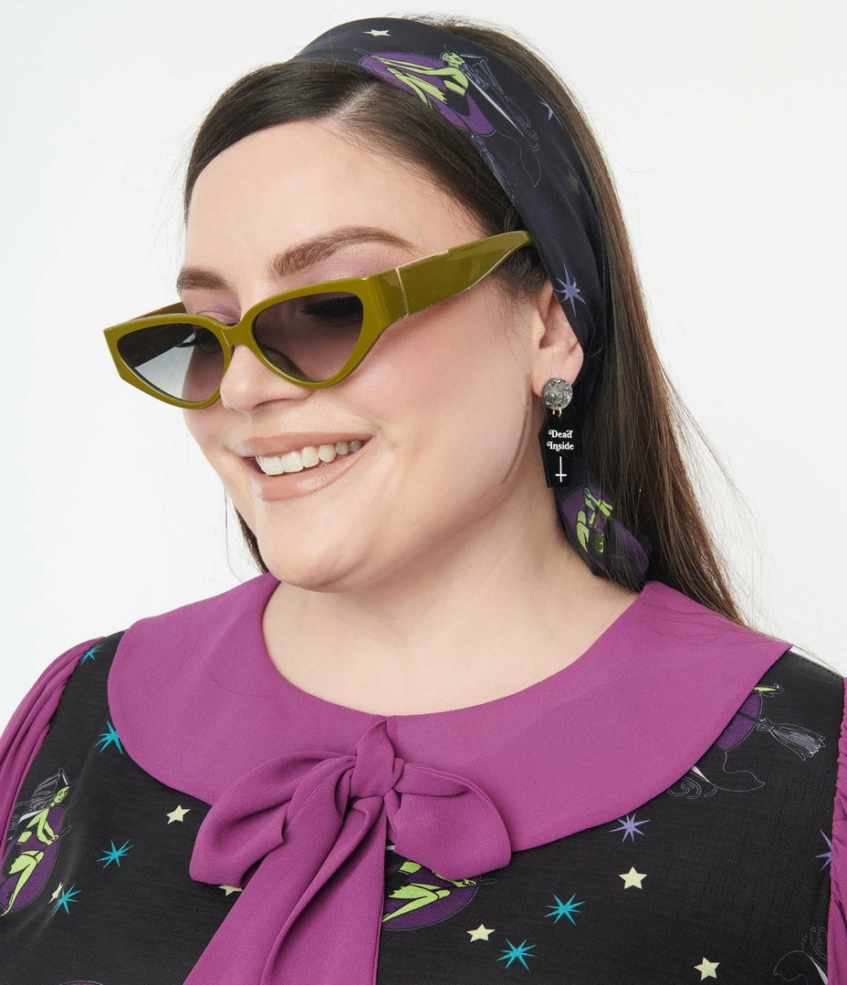 Unique Vintage Black Pin-Up Witch Print Hair Scarf