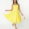 Magnolia Place Yellow Butterfly Ray Swing Dress