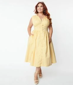 Dresses Magnolia Place Plus Size Light Orange & White Stripe Midi Dress