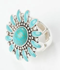 FAME Accessories 1970s Turquoise Stone Statement Ring