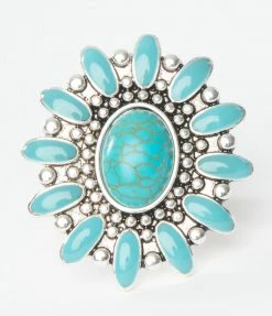 FAME Accessories 1970s Turquoise Stone Statement Ring