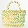FAME Accessories Yellow & Green Basket Weave Tote 1960s