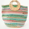FAME Accessories Rainbow Braided & Straw Tote Bag