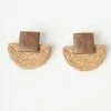 FAME Accessories Brown Rattan Drop Earrings 1970s
