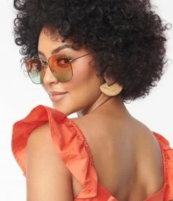 FAME Accessories Brown Rattan Drop Earrings 1970s