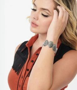 Anarchy Street Antique Silver Oval Stretch Bracelet