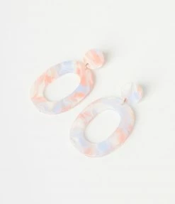 Anarchy Street 1960s Pink & Blue Marble Oval Hoop Earring