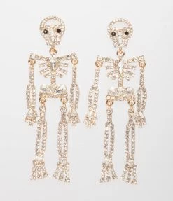 FASHIONISTAR Gold Rhinestone Skeleton Drop Earrings Accessories