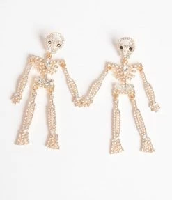 FASHIONISTAR Gold Rhinestone Skeleton Drop Earrings Accessories