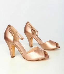 Demfon International (Chelsea Crew) Chelsea Crew Rose Gold Leatherette Peep Toe Pumps